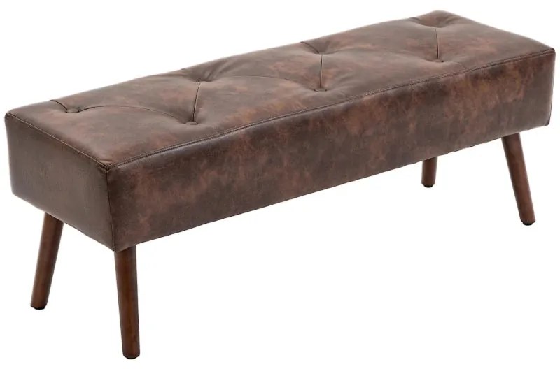 Banco Acolchoado – Henrita – 114x38x42 cm – Castanho – Design Vintage
