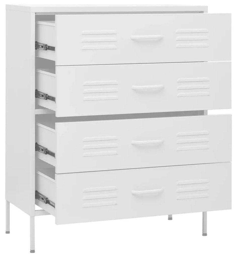 Cómoda/aparador com gavetas aço 80x35x101,5 cm branco