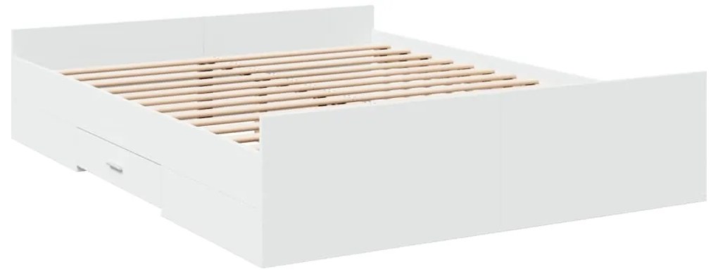 Estrutura de cama c/ gavetas 160x200cm derivados madeira branco
