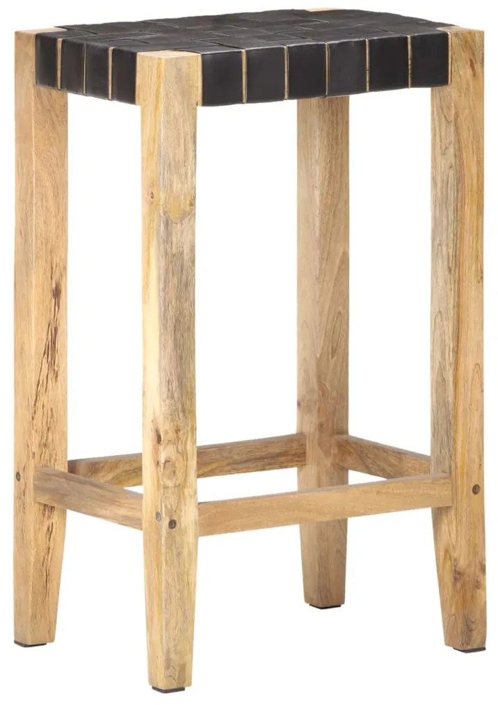 Bancos de bar 2 pcs 75 cm couro genuíno preto