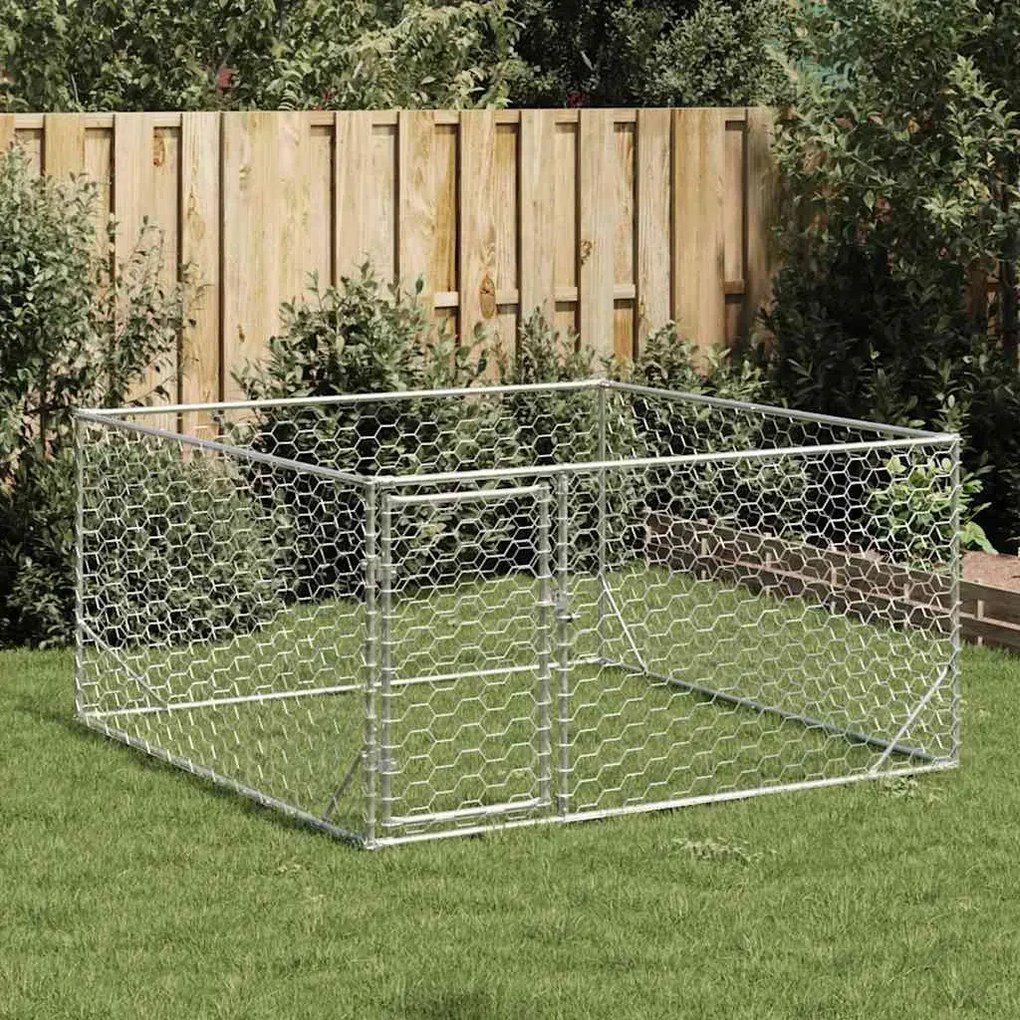 Canil exterior para cães com porta 2x2x1 m aço galvanizado