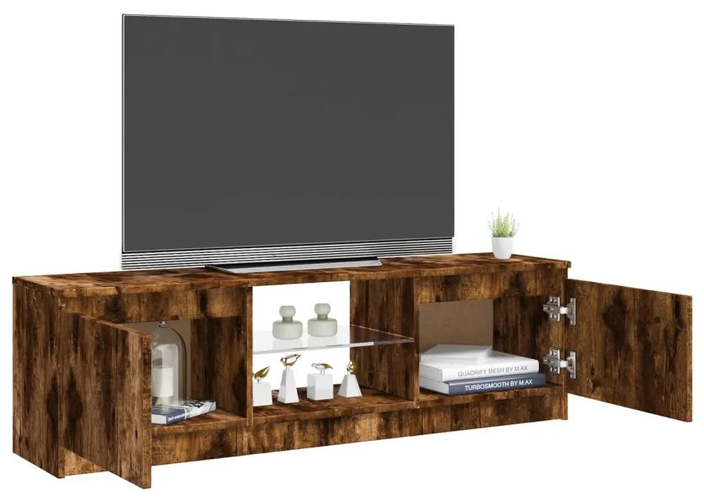 Móvel de TV Vinici com Luzes LED de 120cm - Madeira Rustica - Design M