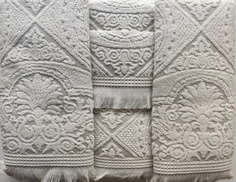 6 Toalhas de banho  jacquard with linen - 550 gr/m2 - 83% Cotton / 17% linen