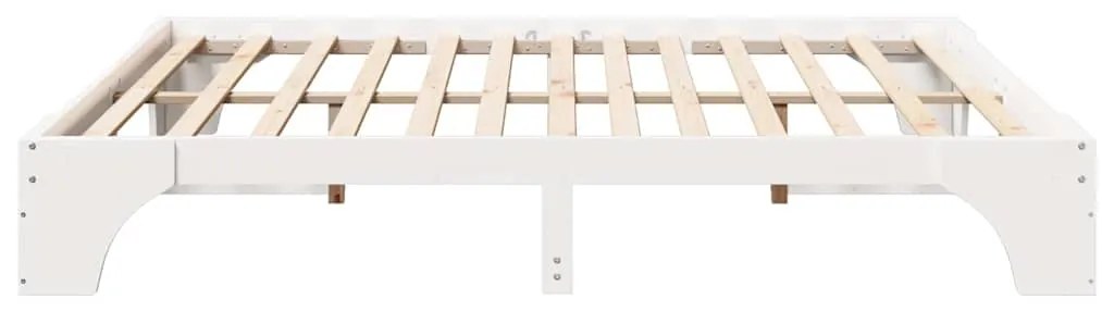 Cama Branca 200x200 cm de Madeira de Pinheiro Sólido
