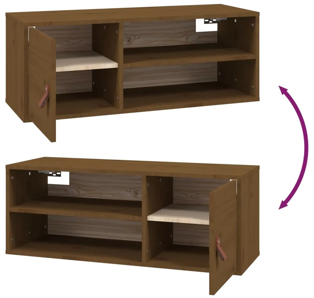 Armários de parede 2 pcs 80x30x30 cm pinho maciço castanho-mel