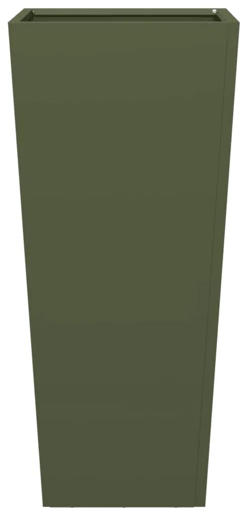 Vaso/floreira de jardim 35x35x75 cm aço verde azeitona