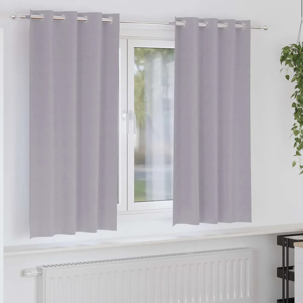 Cortinas 2 pcs Cinza Metálico 175 x 140 cm Poliéster