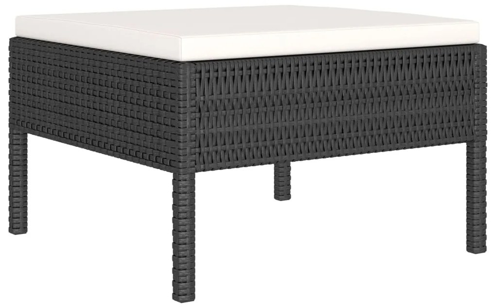 6 pcs conjunto lounge de jardim c/ almofadões vime PE preto