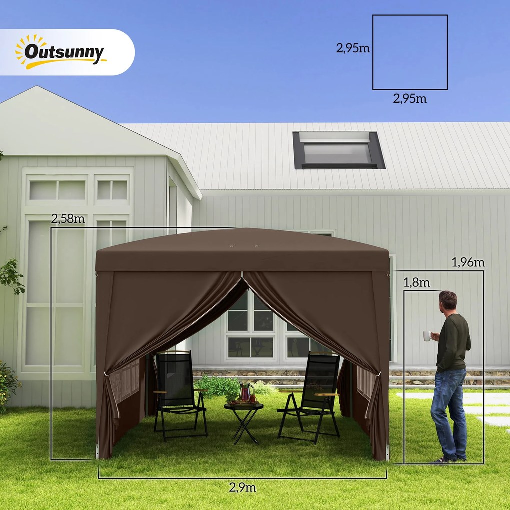 Tenda de Jardim com Paredes Laterais Amovíveis Janelas Porta com Fecho