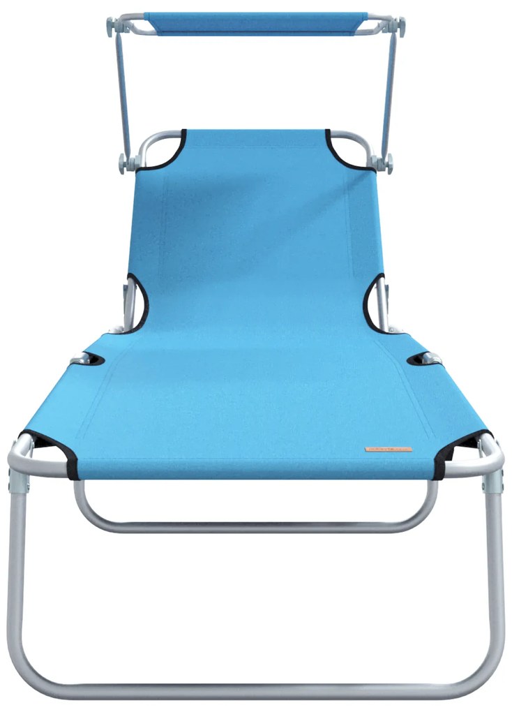 Espreguiçadeiras Dobráveis 2 pcs com Teto Azul Brilhante Tecido Oxford