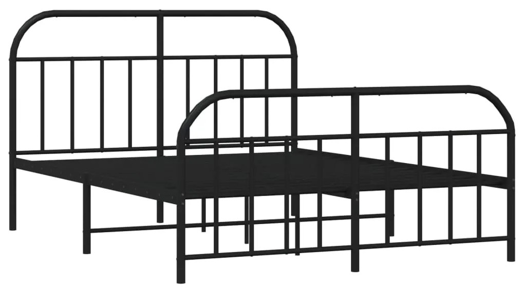 Estrutura de cama com cabeceira e pés 140x190 cm metal preto