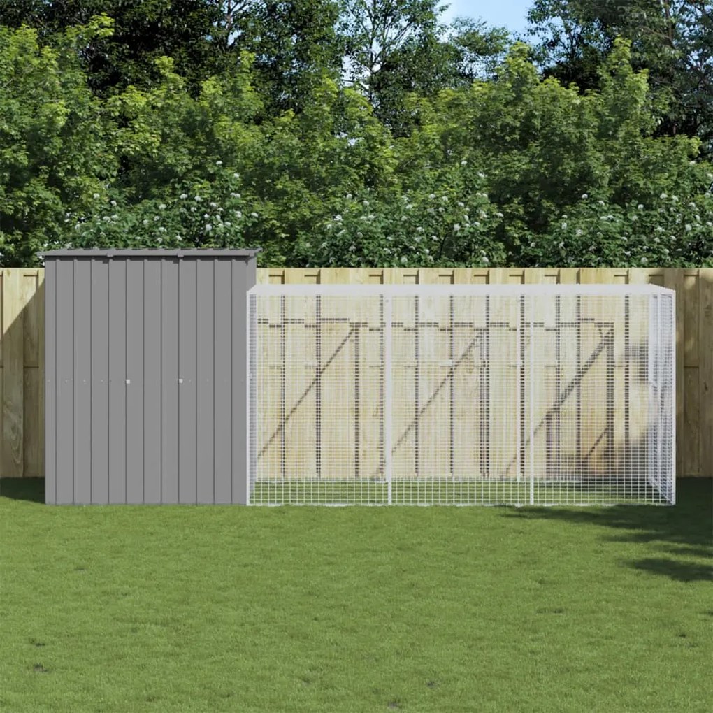vidaXL Galinheiro com anexo 165x455x181 cm aço galvanizado antracite