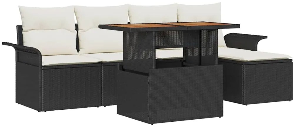 Conjunto de Jantar Jardim - 6 Peças com Almofadas em Rattan de Polieti
