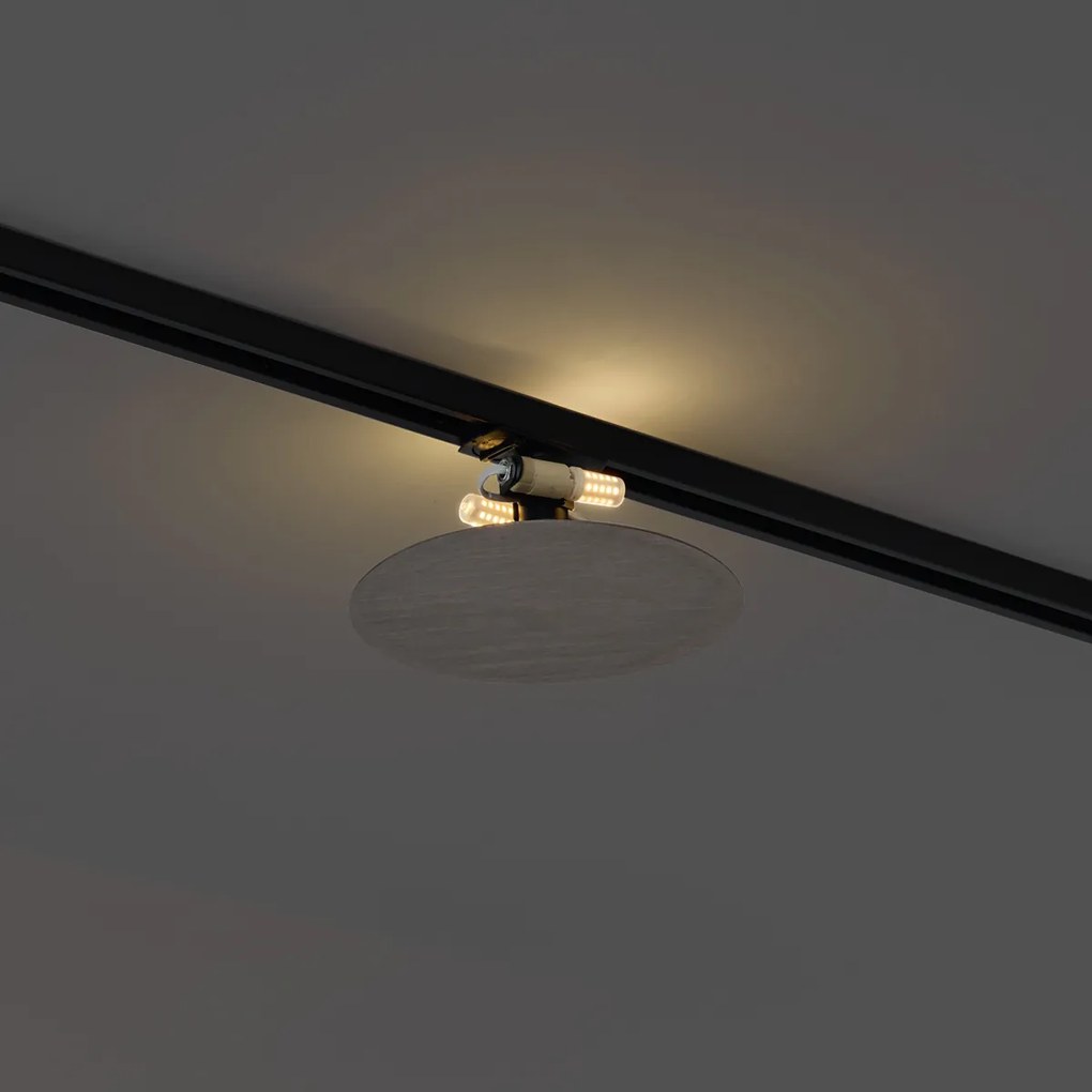 Candeeiro de teto moderno cor de bronze para sistema de calhas de iluminação monofásico com 2 luzes - Iconic Pulley Moderno