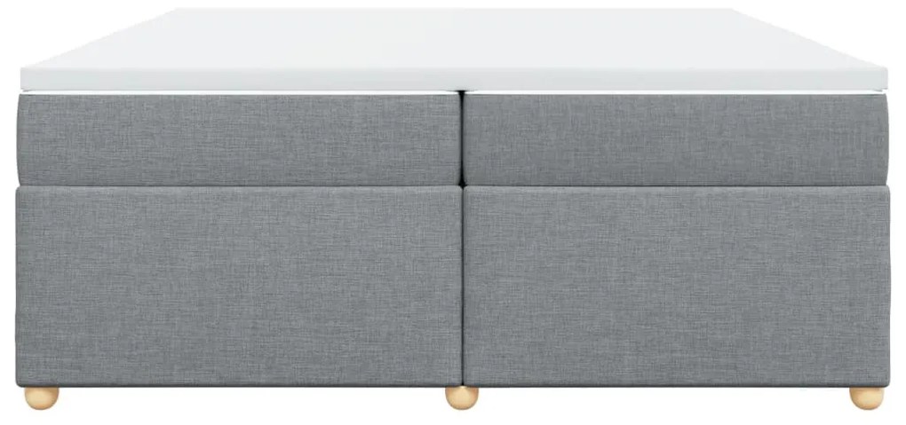 Cama com molas/colchão 200x200 cm tecido cinza-claro