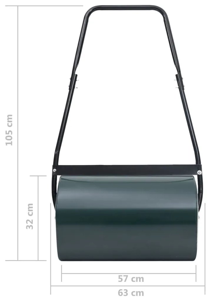 Rolo para relvado 63 cm 50 L verde e preto