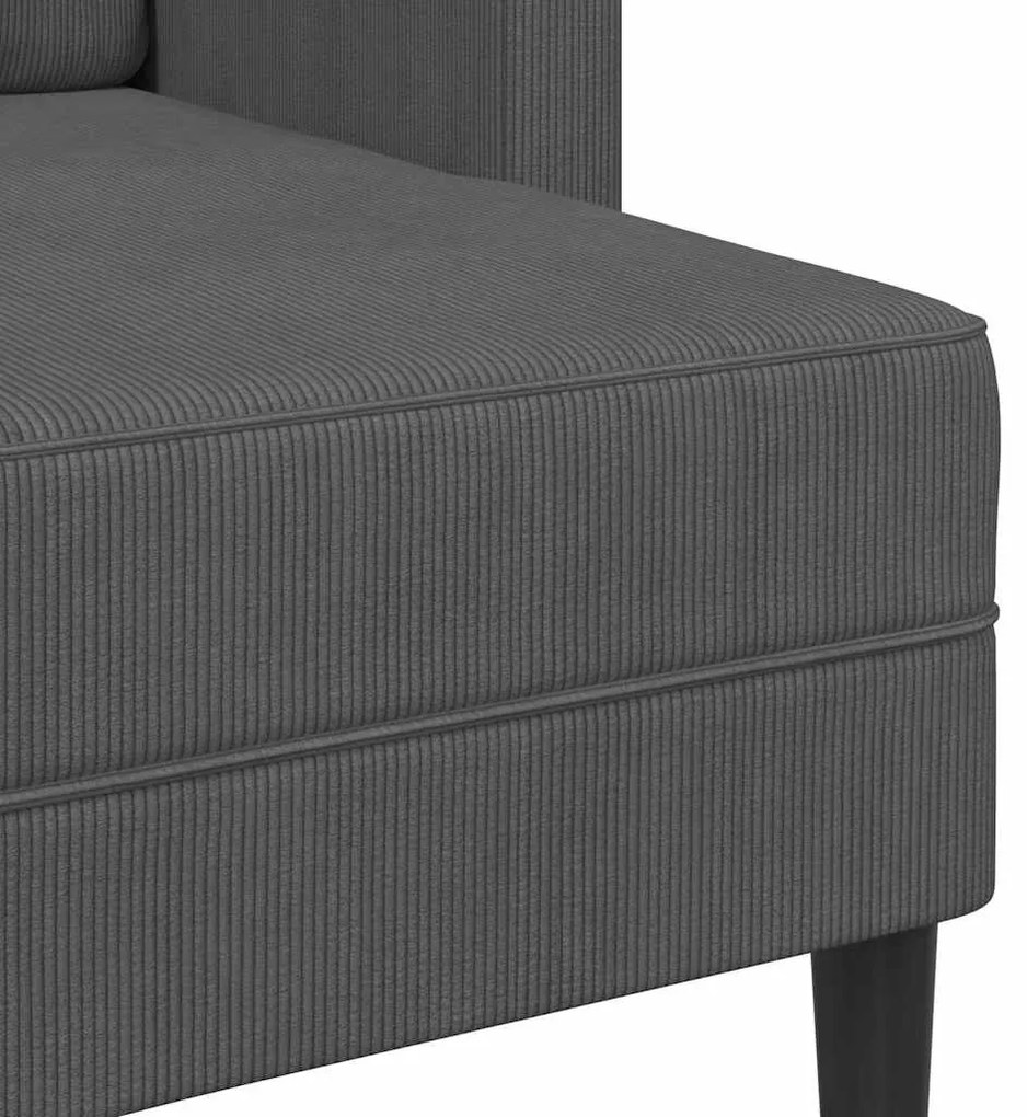 Sofá 2 lugares com Chaise em L 125 cm linho cinzento-escuro