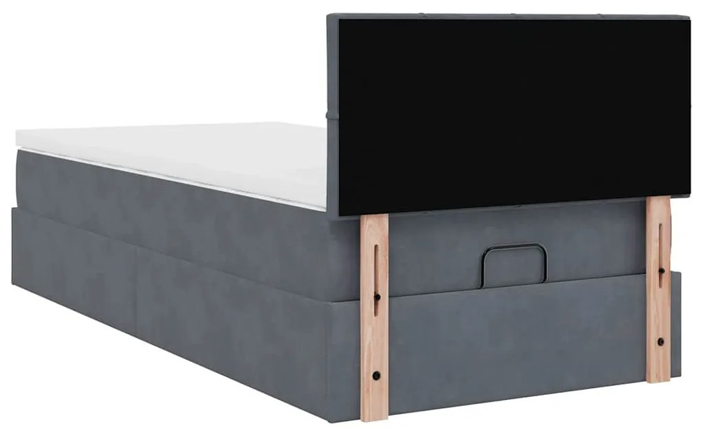 Estrutura cama otomana colchão 90x190 cm veludo cinzento escuro