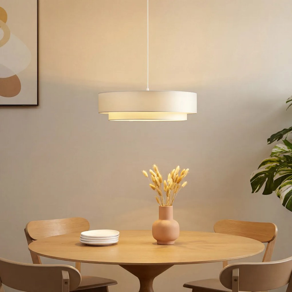 Candeeiro suspenso moderno branco 50cm 3-luzes - Drum Duo