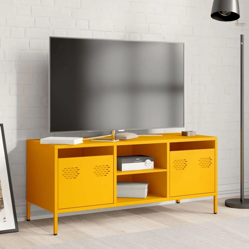 Móvel TV 101,5x39x43,5 cm aço laminado a frio amarelo mostarda