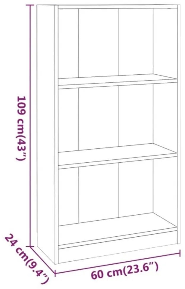 Estante 60x24x109 cm derivados de madeira cinzento sonoma