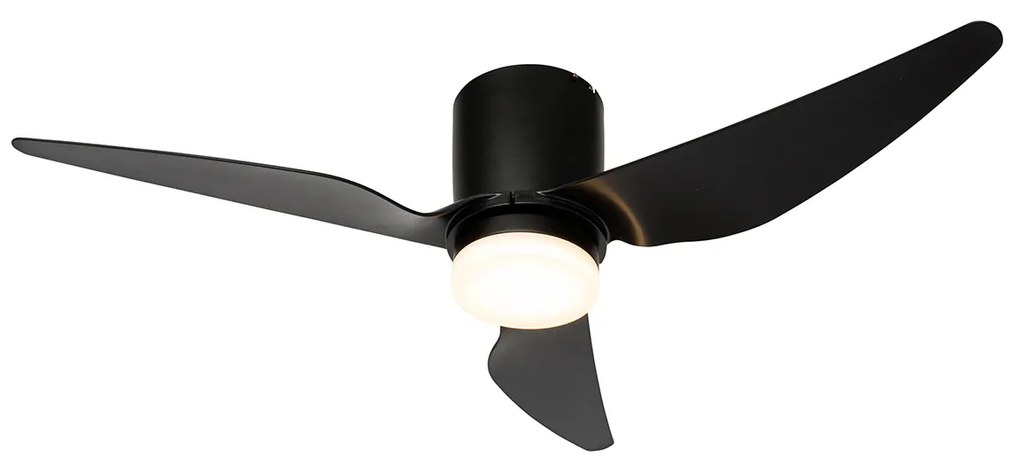 Ventilador de teto preto 123cm incl. LED regulável com controle remoto - Patty Moderno