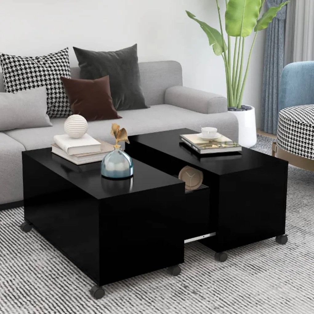 vidaXL Mesa de centro 75x75x38 cm contraplacado preto
