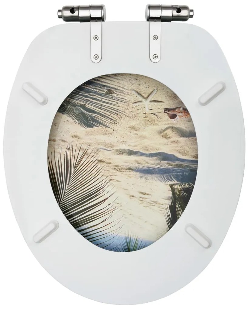 Assentos sanita com tampas fecho suave 2 pcs MDF design praia
