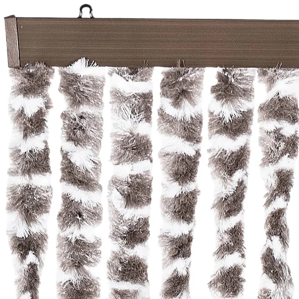 Cortina anti-insetos 100x230cm chenille cinza-acastanh./branco