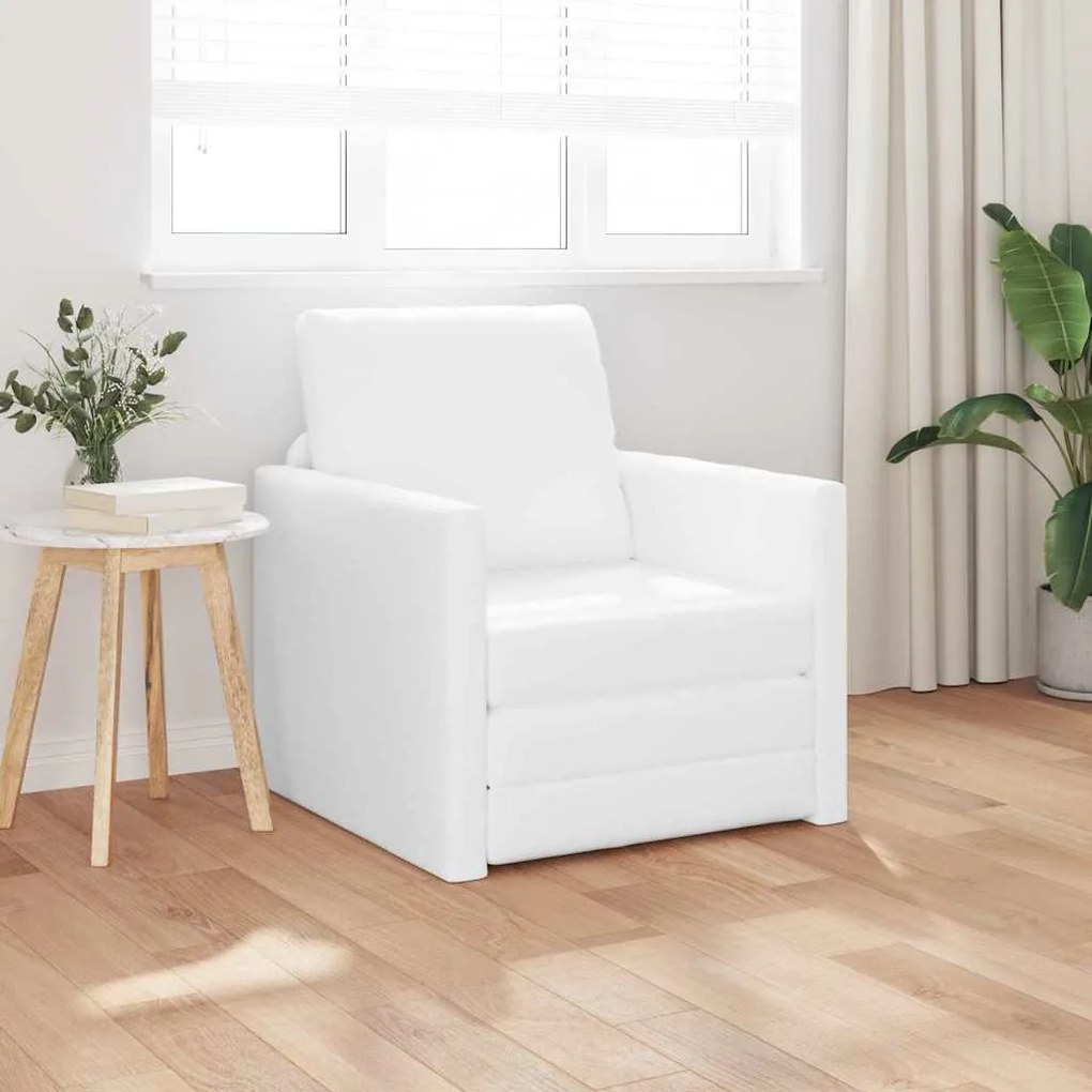 vidaXL Sofá-Cama de Chão Branco 74 x 77 x 81 cm Couro sintético