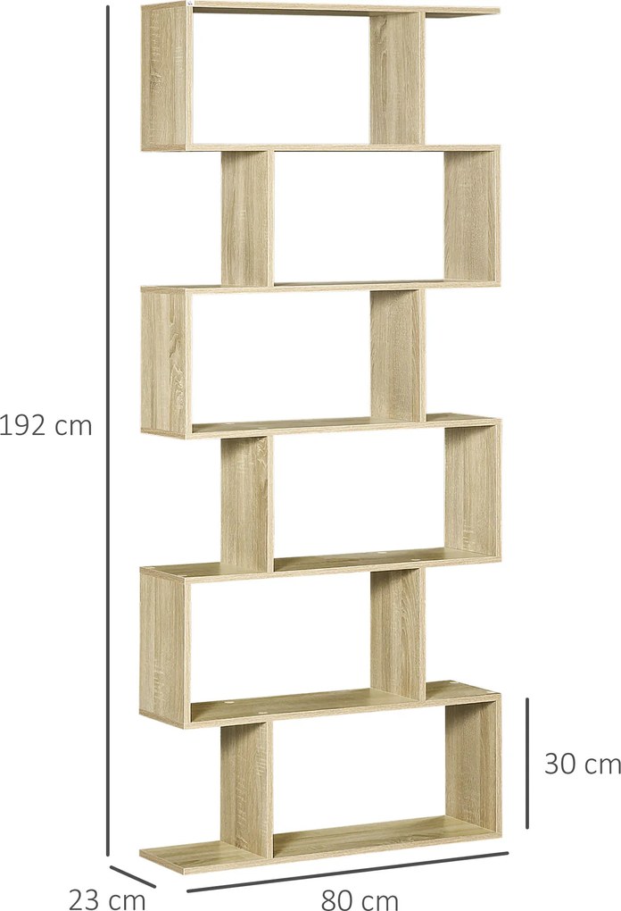 Estante para Livros Moderna Estante com 6 Prateleiras para Sala de Jantar Sala de Estar Estúdio 80x23x192 cm Madeira