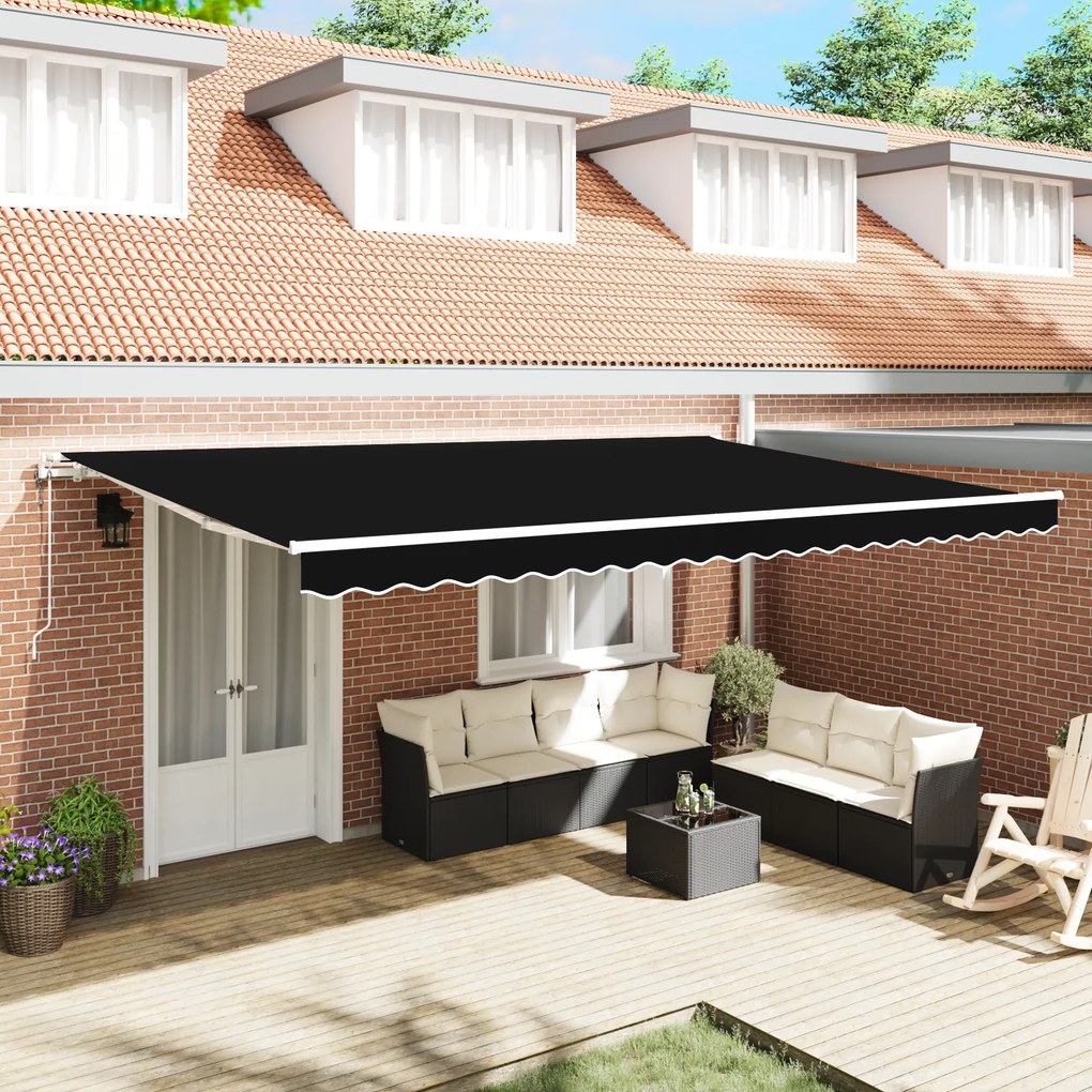 Toldo Retrátil Automático vidaXL Preto 500x350 cm