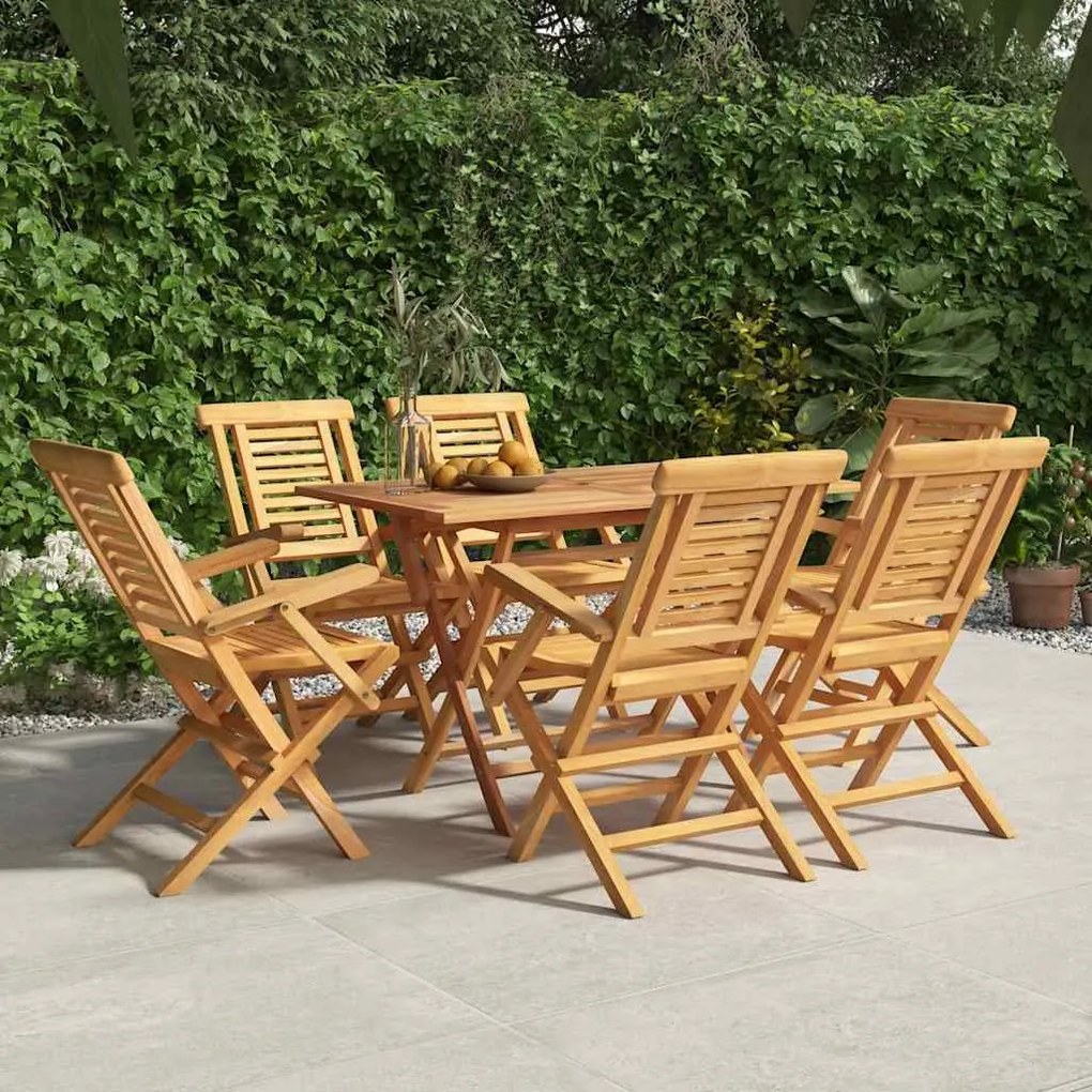 vidaXL Cadeiras de jardim dobráveis 6 pcs 56x63x90 cm teca maciça