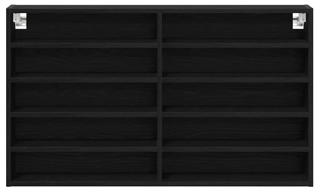 Armário Vitrine Preto Carvalho 100x15x58 cm Madeira Engenharia