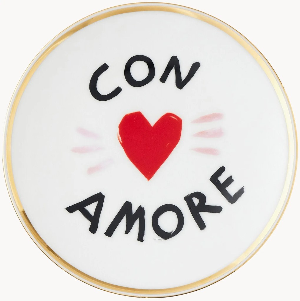 Prato de sobremesa em porcelana artesanal Con Amore
