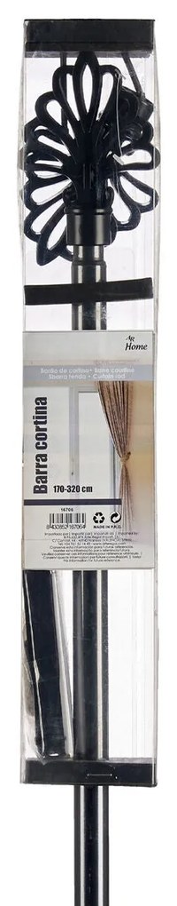 Varão para Cortinas Extensível Preto Ferro 5 x 178 x 5 cm (8 Unidades)