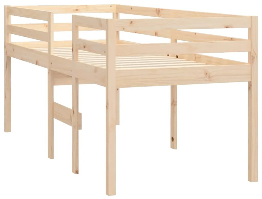 Cama alta 90x190 cm madeira de pinho maciça