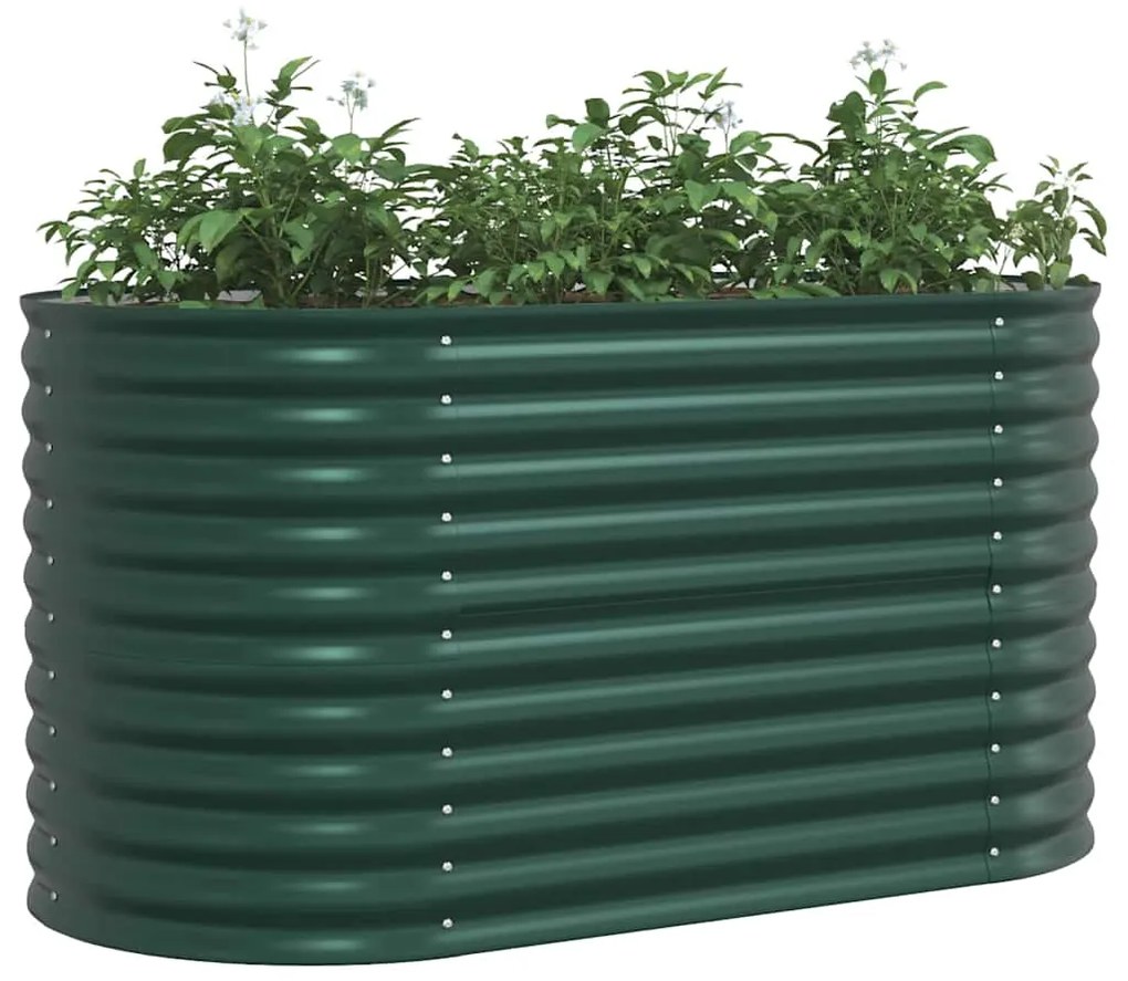 Canteiro de Jardim Verde vidaXL 160x80x81 cm em Aço Galvanizado