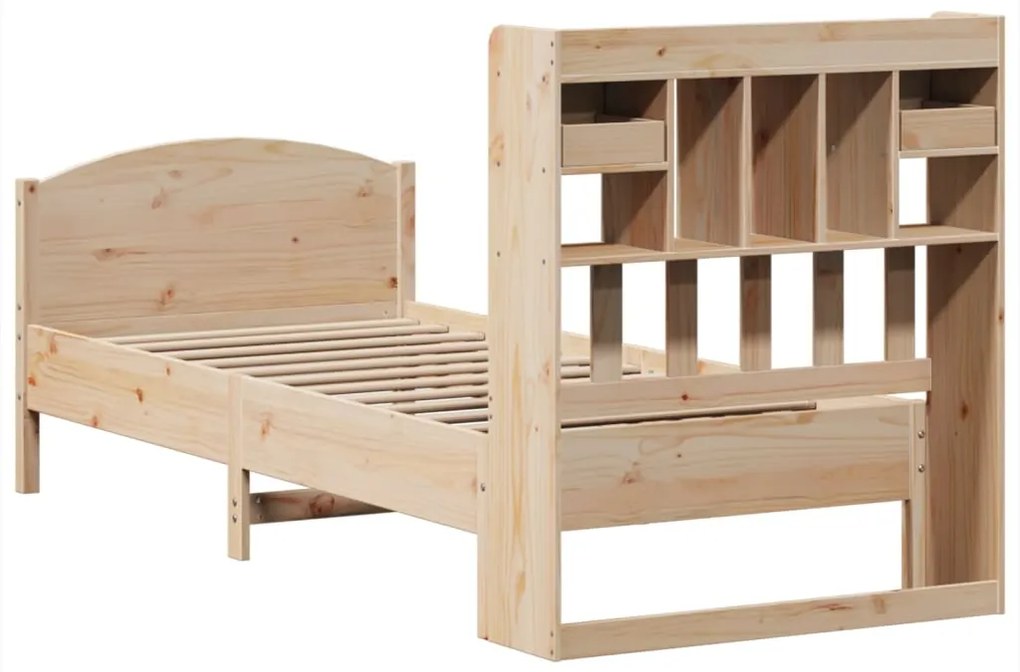 Cama com estante sem colchão 75x190 cm pinho maciço
