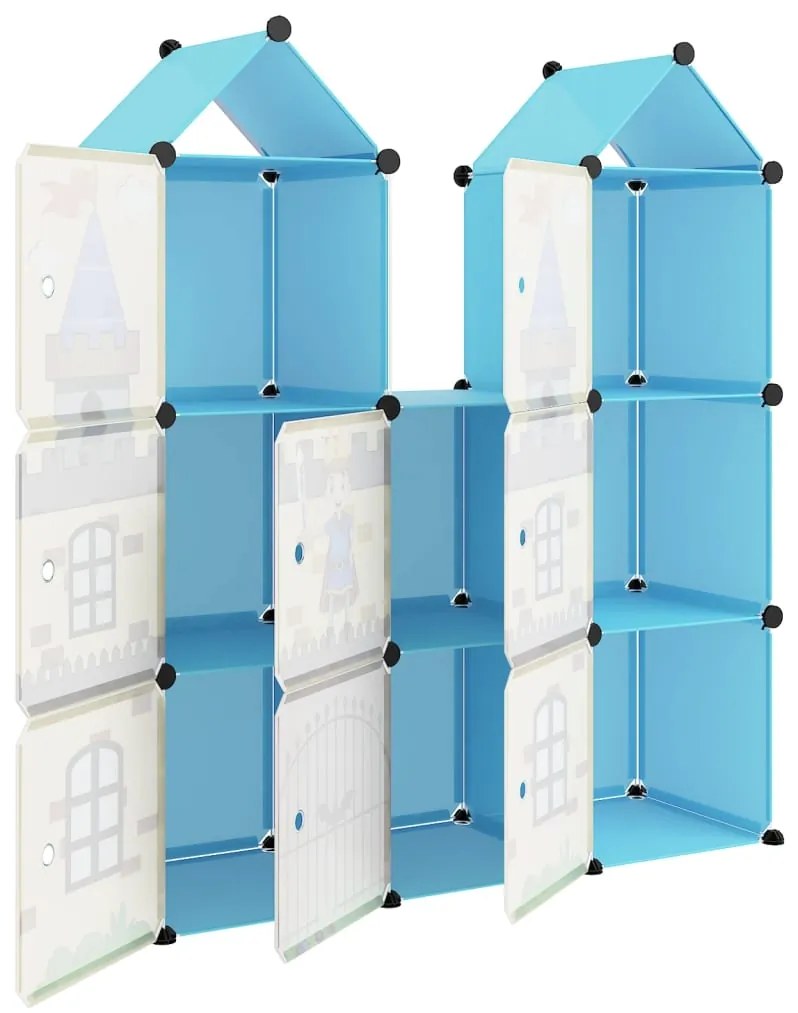 Armário de arrumação infantil com 8 cubos PP azul