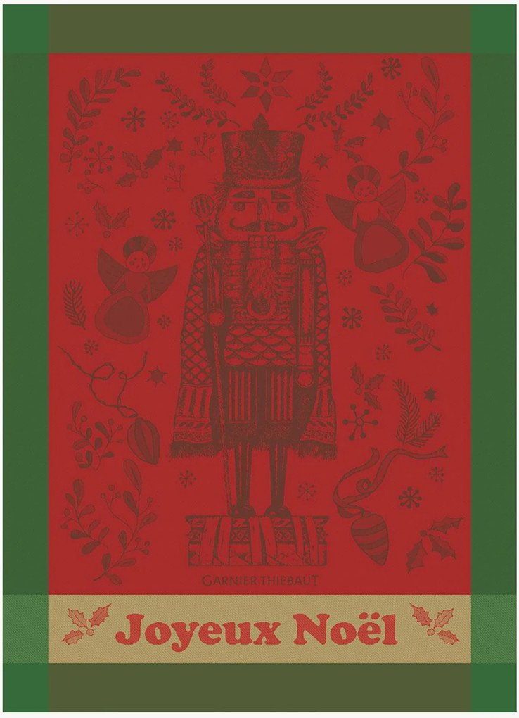 Panos de cozinha jacquard Casse Noisette Noel Rouge, conjunto de 4