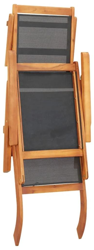 Espreguiçadeira de exterior madeira acácia maciça e textilene