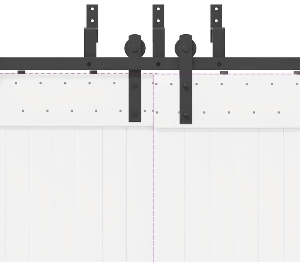 Kit de ferragens para porta deslizante 366 cm aço preto