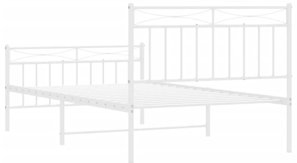 Estrutura de cama com cabeceira e pés 100x200 cm metal branco