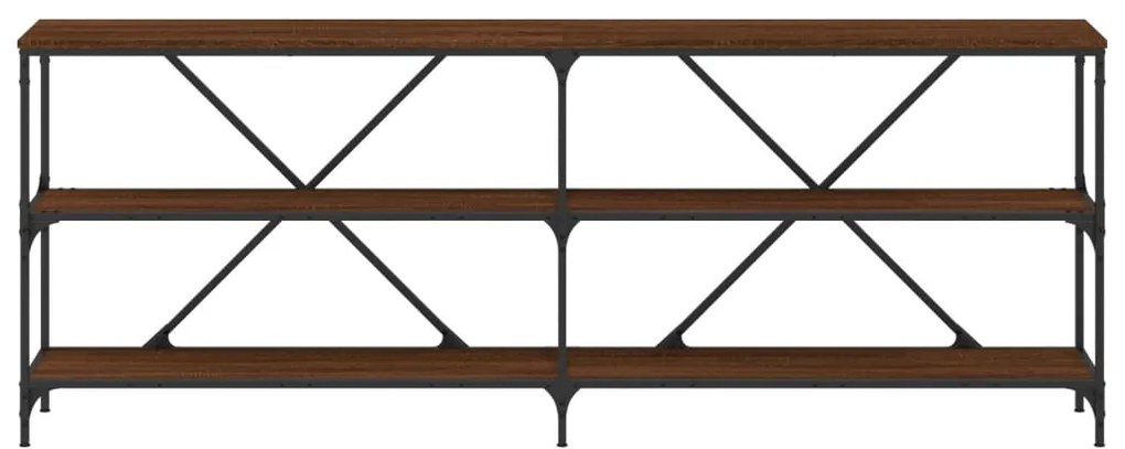 Mesa consola 200x30x75cm deriv. madeira/ferro carvalho castanho
