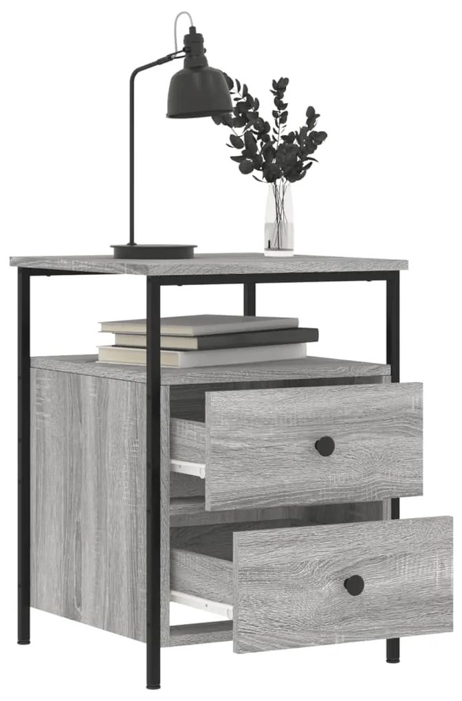 Mesa de cabeceira 44x45x60 cm derivados madeira cinzento sonoma