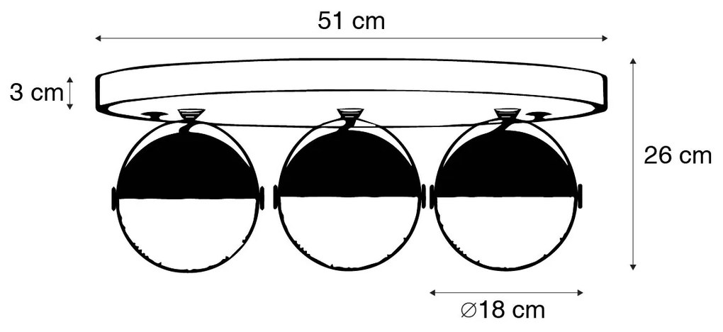 Projetores industriais pretos com latão 3-luzes - Haicha