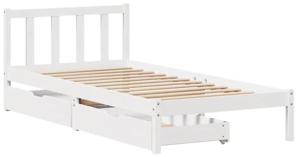 Cama sem colchão 90x200 cm madeira de pinho maciça branco
