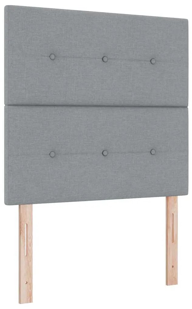 Camas Box com Colchão e Luz LED Cinza Claro 100x200 cm Tecido