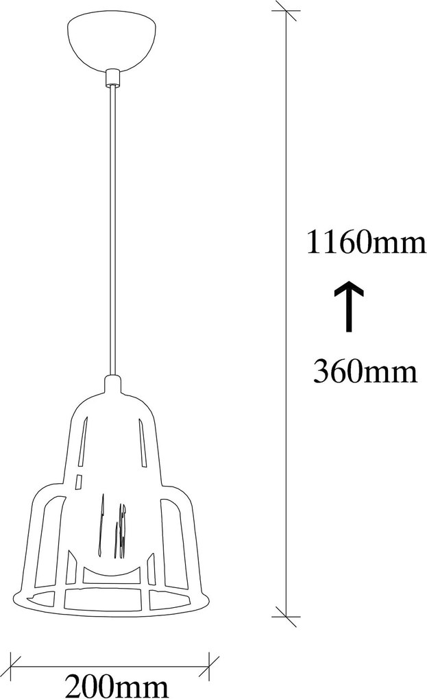 Candeeiro de Teto Endustri – Preto – Diâmetro 20 cm, Altura 116 cm